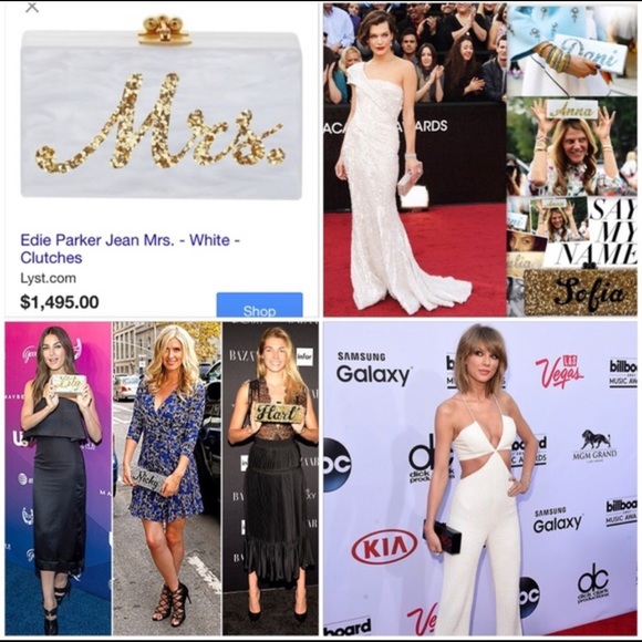 COPY - Edie Parker Inspired Bride wedding clutch with interior mirror and chain - Picture 5 of 5